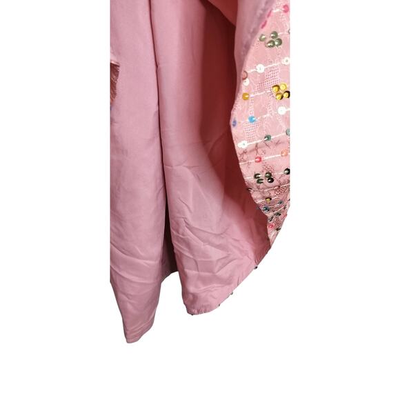 4201) BiBi Blush Pink Sequin Stripe Short Dolman Sleeve Oversize Blouses Small - Picture 5 of 10